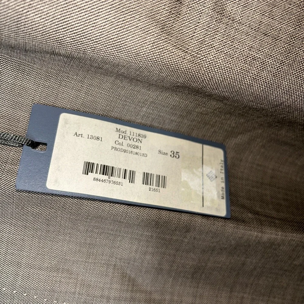 Zanella NWT Dress Pants Size 35 US Devon In brown  / Tan 100% Wool